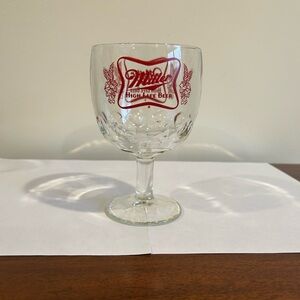 Vintage Miller High Life Beer Logo Thumbprint Glass Goblet